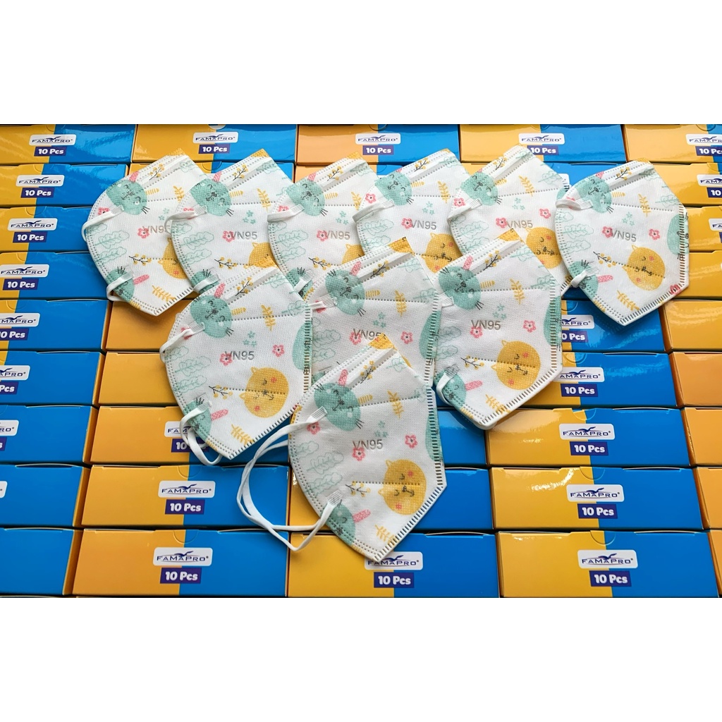 Khẩu trang y tế trẻ em 4-12t kháng khuẩn 4 lớp Famapro VN95 Kids