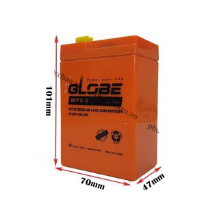 Ắc quy chì khô 6V4,5Ah/ 6V5AH cho xe máy điện, ô tô điện trẻ em, đèn khẩn cấp, quạt tích điện