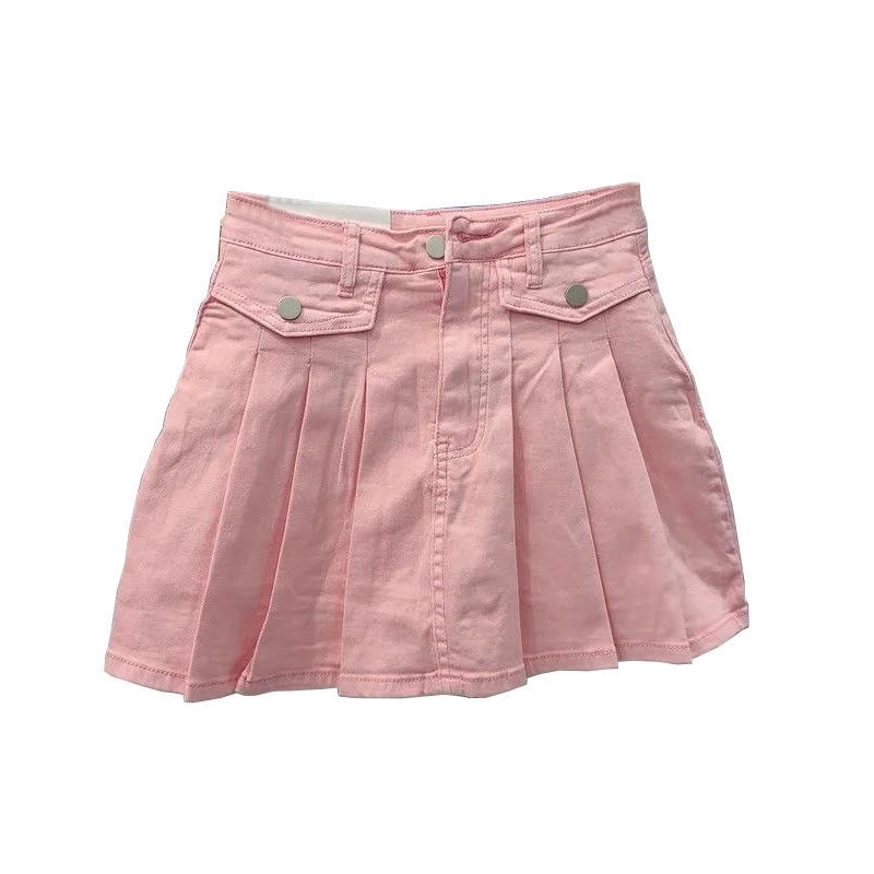 Chân váy denim chữ A xếp ly đơn giản phong cách Hàn Quốc thời trang mùa hè 2022 dành cho nữ