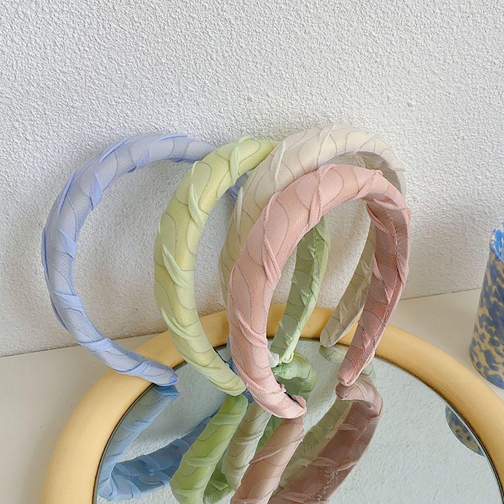 Băng Đô Cài Tóc Bằng Satin Viền Rộng Họa Tiết Kẻ Sọc Màu Sắc Ngọt Ngào Xinh Xắn Cho Nữ