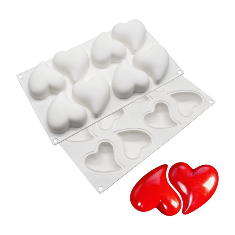 Khuôn Silicone 8 Ngăn Hình Trái Tim Làm Bánh / Sô Cô La / Đất Sét