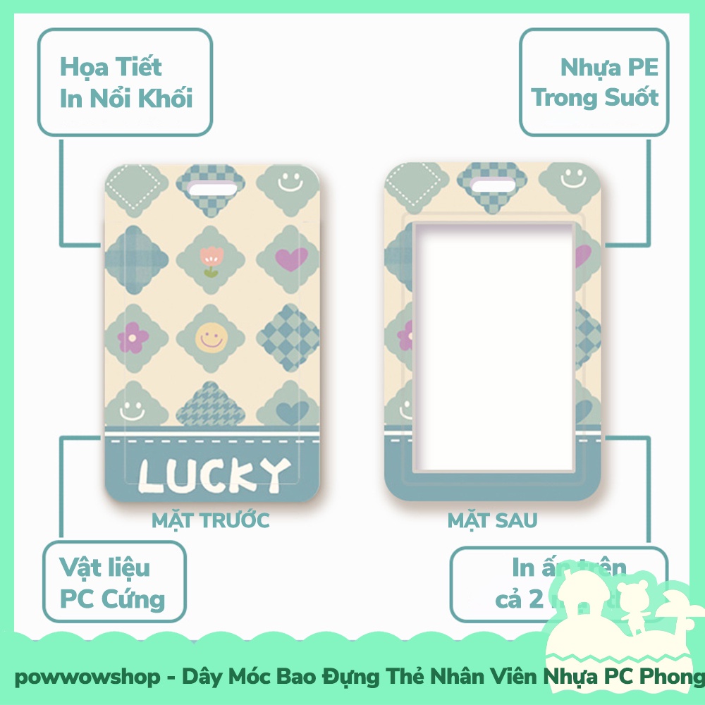 Dây Móc Bao Đựng Thẻ Nhân Viên Nhựa PC Mẫu Pattel Vintage Pattern Flowers & Puzzle