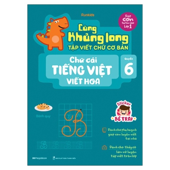 Sách - Cùng Khủng Long Tập Viết Chữ Cơ Bản - Chữ Cái Tiếng Việt Viết Hoa - Quyển 6 (Bé Trai)