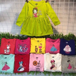 Váy cotton dài tay bé gái