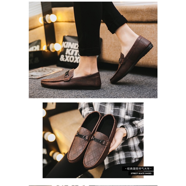 Giày lười da đế mềm siêu nhẹ thời trang mùa xuân 2021 cho nam