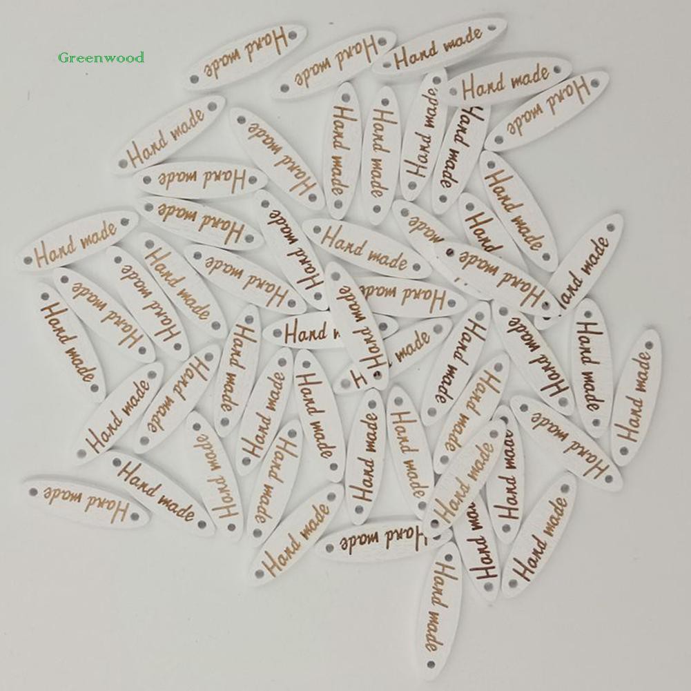 Set 100 nút gỗ có chữ Handmade dùng cho hoạt động trang trí tiện dụng