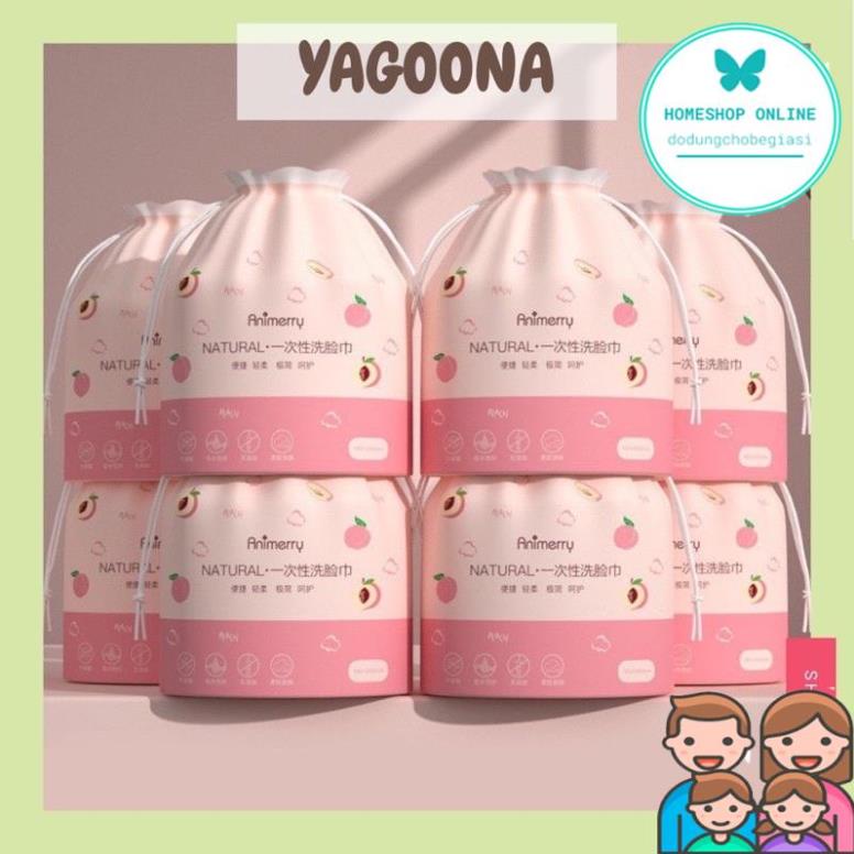 Khăn mặt khô đa năng tẩy trang túi hồng YAGOONA cotton cao cấp YGN01