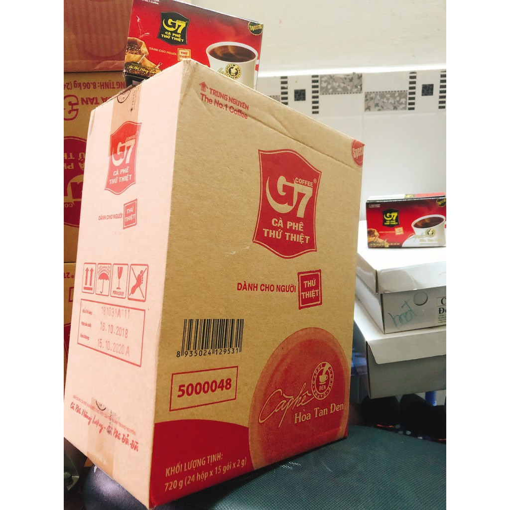COMBO 24 hộp - Cà phê Trung Nguyên G7 hòa tan đen không đường - tặng 1 ly sứ Trung Nguyên
