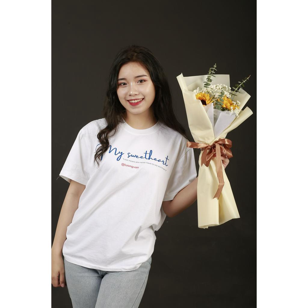 Áo Thun oversize IN TÊN MY SWEETHEART phông unisex vải COTTON giữ form, chống nhăn, áo đôi basic - LILA