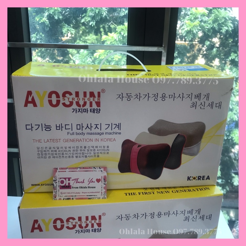 CHÍNH HÃNG-BH 5 NĂM  Gối massage hồng ngoại chính hãng Ayosun Hàn Quốc - Ohlala House đại lý phân phối