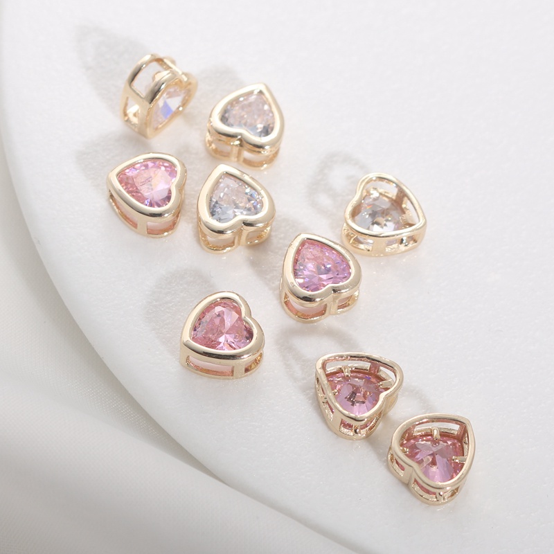 Hạt Đá Zircon Hình Trái Tim Ba Chiều Màu Vàng Sáng 14k 9mm Làm Trang Sức Vòng Tay/ Dây Chuyền diy
