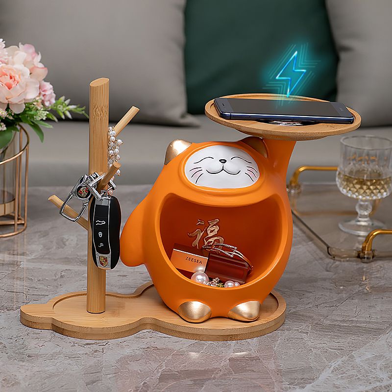 Khay đựng chìa khoá để bàn hình Mèo phát tài sáng tạo tiện dụng trang trí nhà cửa
