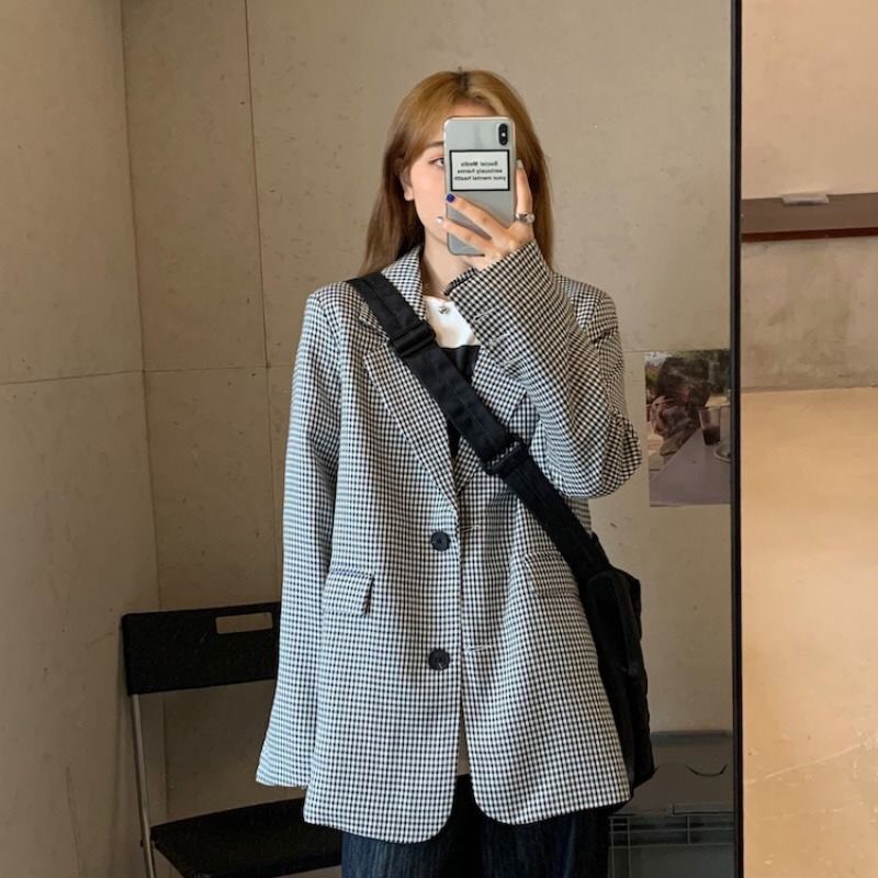 (Kèm ảnh thật) Blazer nữ kẻ caro basic (Order)