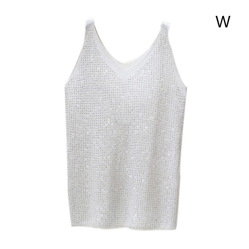 Áo không tay đính kim tuyến màu trơn | BigBuy360 - bigbuy360.vn