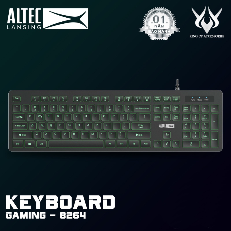 Bàn phím Gaming ALTEC ALGC8264 led xanh cực đẹp (đen) Phụ kiện 1986