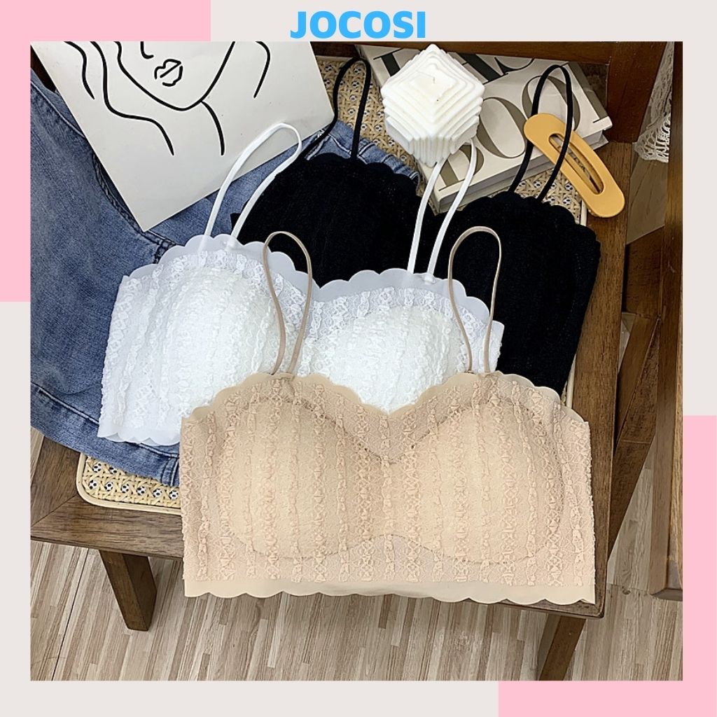 Áo bra nữ ren 2 dây sexy, áo lót su mềm mại không gọng mặc mát đẹp và gợi cảm JOCOSI B8985