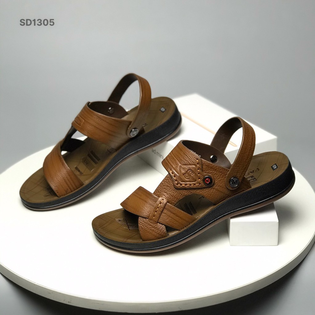 Sandal nam BQ ❤️FREESHIP❤️ Dép quai hậu nam da bò quai lật SD1305