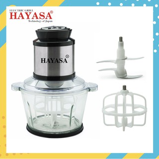 Máy xay thịt cá rau củ thực phẩm đánh trứng đa năng hayasa ha 381 cối thủy tinh 1.5 lít - phân phối chính hãng