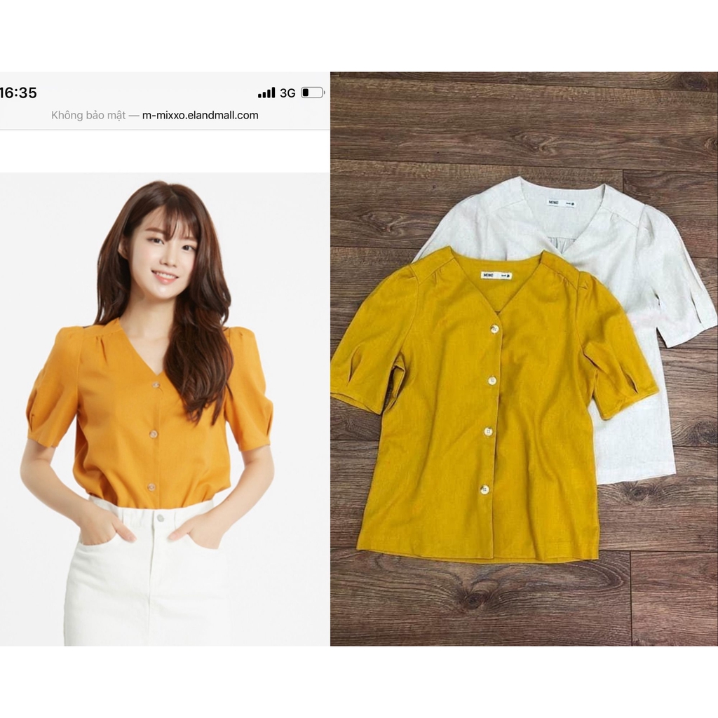 Áo linen Mixxo cài nút Kami