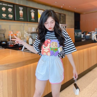 Set Đùi Gấu Dâu Quần Trắng