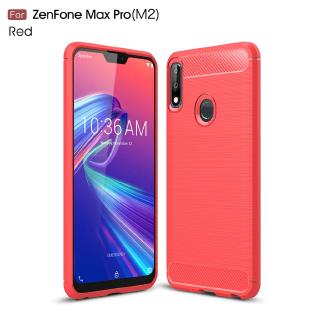 Asus Zenfone Max Pro (M2) ZB631KL Case Carbon Fiber Shock Proof Cover Silicone Rubber Casing Brushed Texture