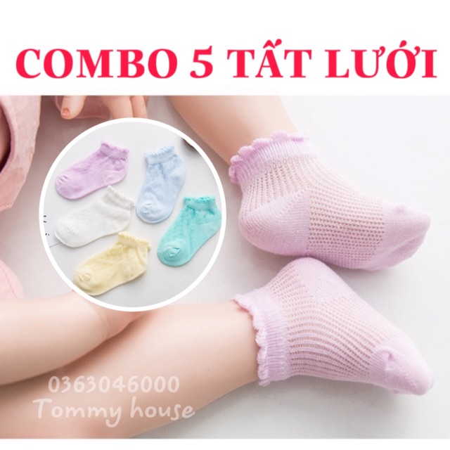 Combo 5 đôi tất lưới thoáng mát cho bé trai/bé gái