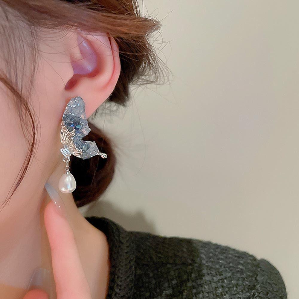 Bông Tai Hình Giọt Nước Đính Đá Phong Cách Vintage Thời Trang Cho Nữ