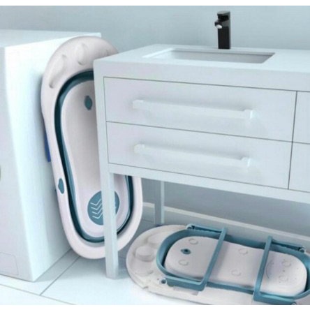 CHẬU TẮM GẤP GỌN CHO BÉ KÈM PHAO TẮM SIZE TO CHO BÉ TỪ SƠ SINH ĐẾN 8 TUỔI, Chậu tắm gấp gọn HANBEI tiết kiệm không gian