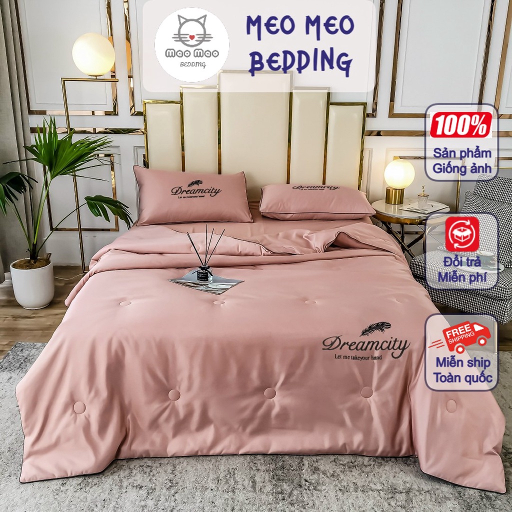 [8 Mẫu] Bộ 4 Món Chăn Ga Gối Dream City Chăn Trần Bông Cao Cấp