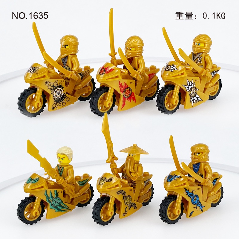 COMBO 6 Minifigures Các Mẫu Nhân Vật Màu Vàng Gold Cùng Xe Moto 1635 - Đồ Chơi Lắp Ráp Nhân Vật Hoạt Hình