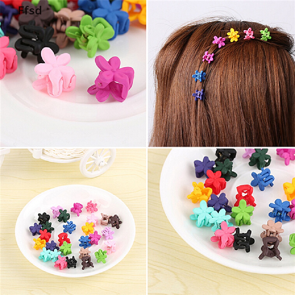 {Ffsd} Set 30 Kẹp Tóc Càng Cua Đính Hoa Mini Nhiều Màu Sắc Cho Bé Gái * Bán Chạy