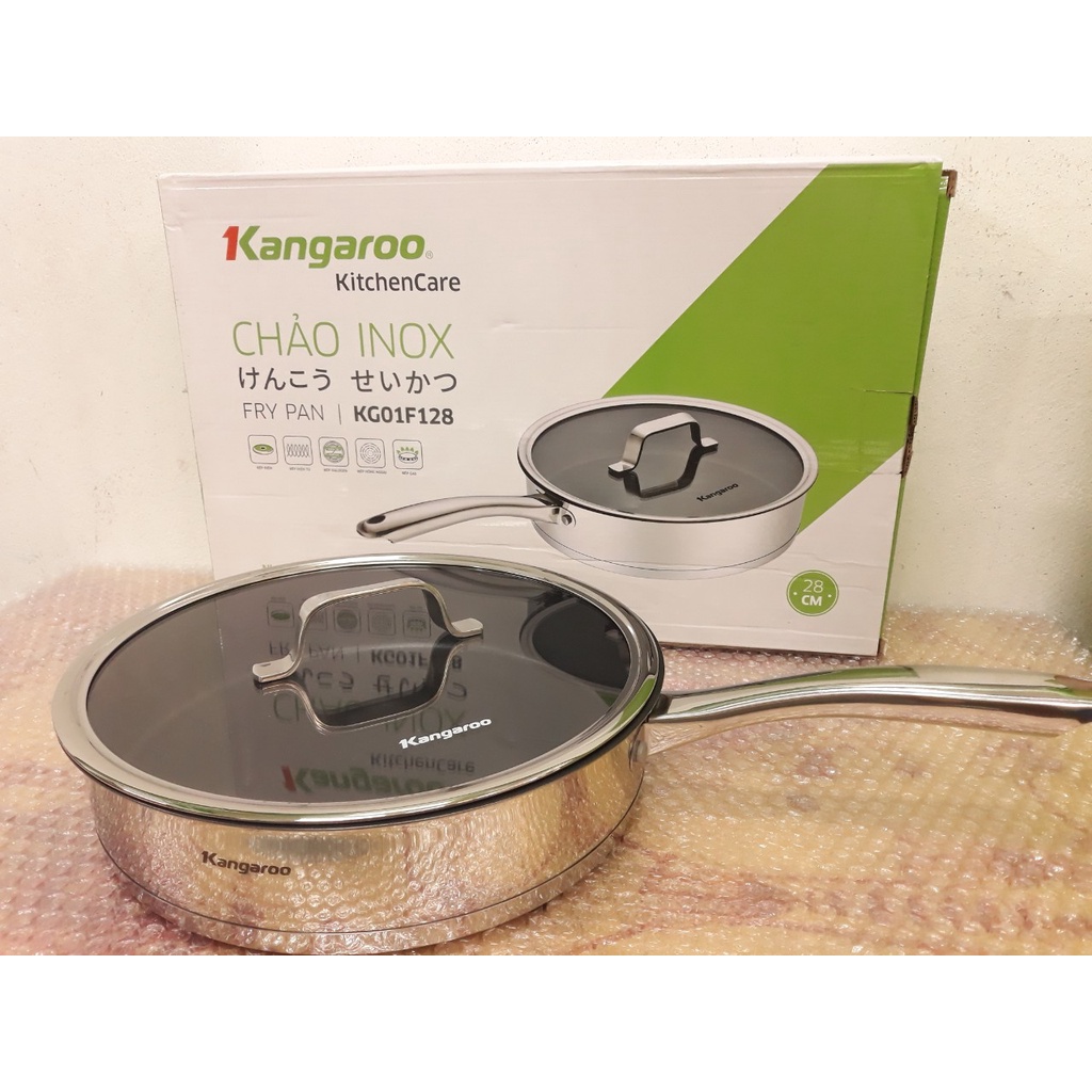 Chảo inox cao cấp 5 lớp size 28cm kangaroo hàng chính hãng