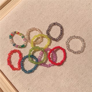 Nhẫn hạt cườm trơn hạt trong - Nhẫn Beaded Ring