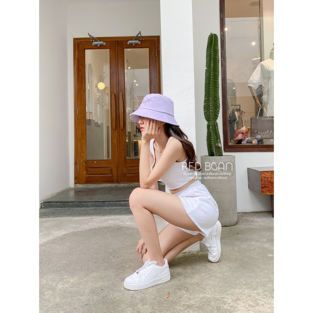 Nón bucket hat màu pastel - RED BEAN