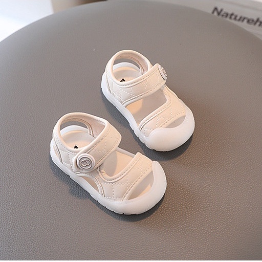 Dép san dal quai ngang 2 màu thời trang da mềm đế mềm Sz16-25