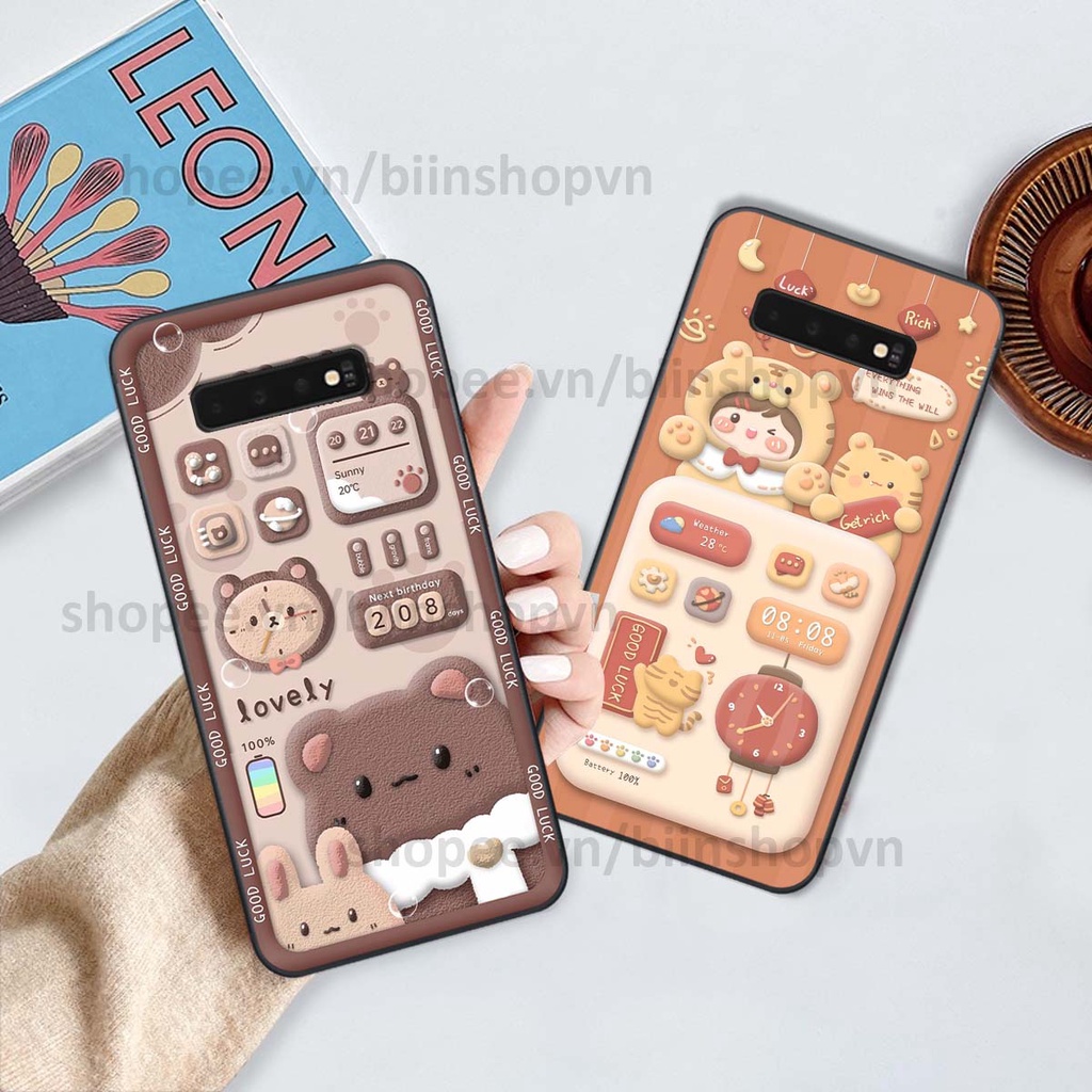 Ốp Samsung S10 / S10 5G / S10 Plus / S10+ in 3D icon gấu nổi siêu xinh, siêu đáng yêu, cá tính phong cách