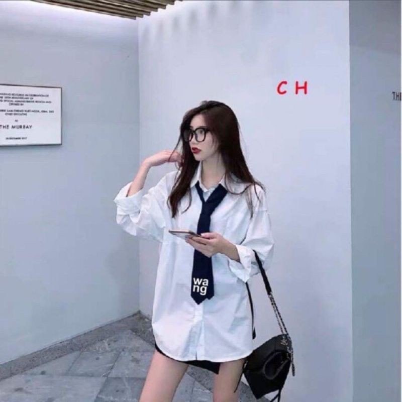 Áo sơ mi nữ form rộng, màu trắng dài tay phong cách hàn quốc - Bilshhop17 | BigBuy360 - bigbuy360.vn