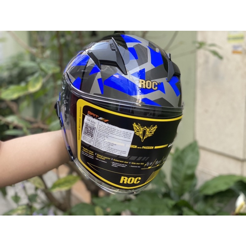MŨ 3/4 2 KÍNH ROC 02 TEM CAMO DƯƠNG CAO CẤP, TẶNG LOGO KYT, TÚI ĐỰNG VÀ BH 12 thang