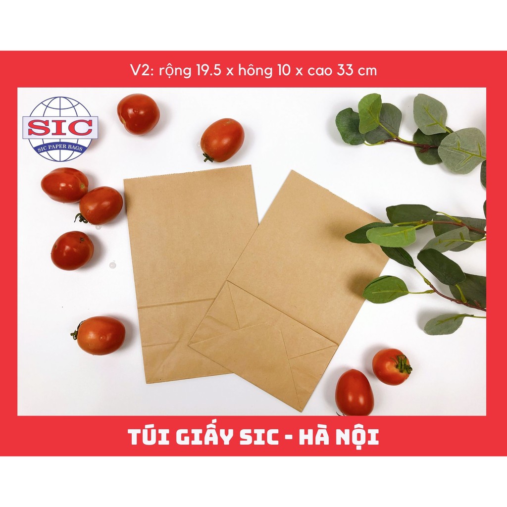 [SET 10 CHIẾC] TÚI GIẤY KRAFT V2: 19.5X10X33 KHÔNG QUAI ( ẢNH THẬT)