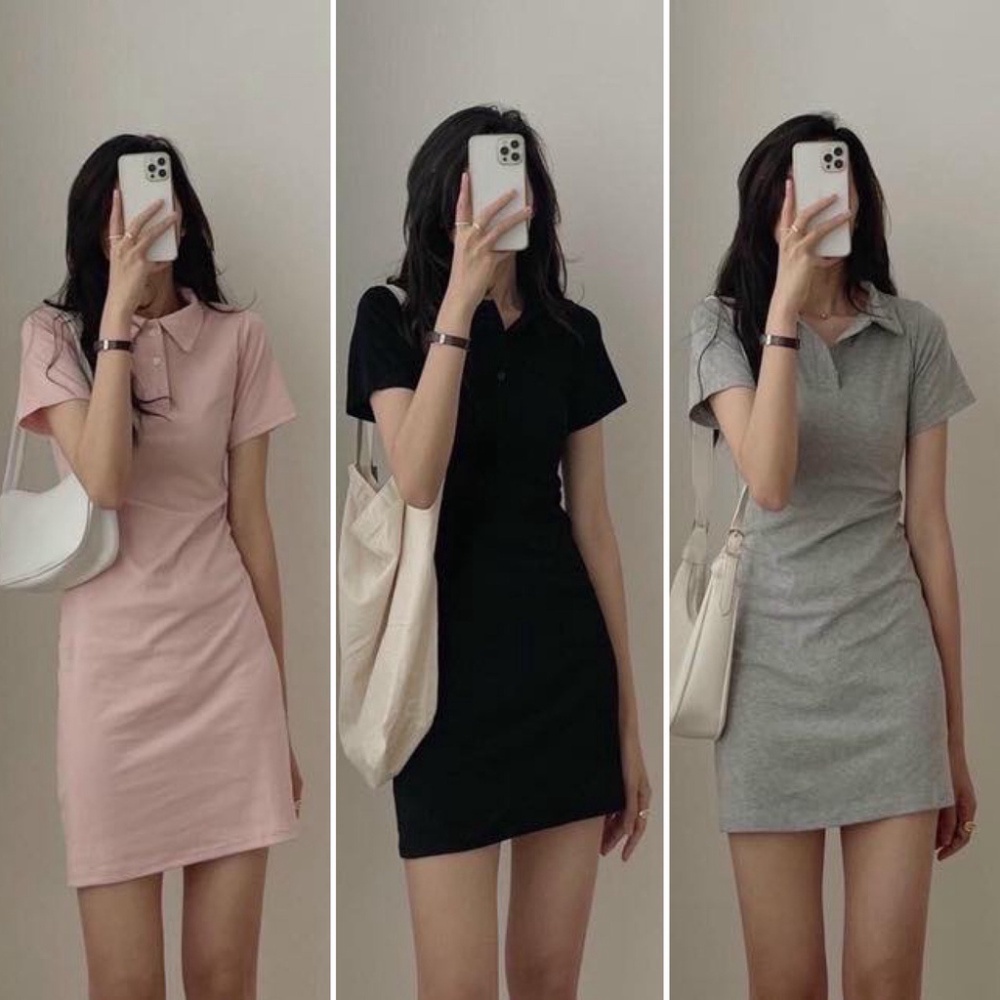 đầm polo dáng suông - váy xuông cổ sơ mi chất cotton co dãn phong cách trẻ trung năng động cá tính nội y xan