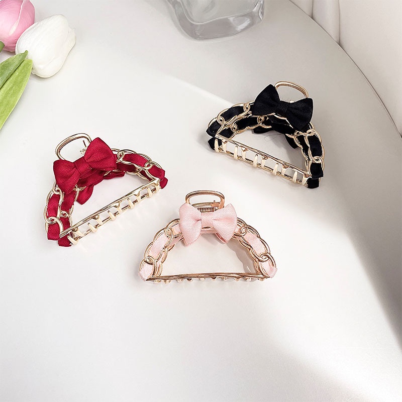 Kẹp Tóc Đính Nơ Sau Lưng Thanh Lịch Phong Cách Hàn Quốc