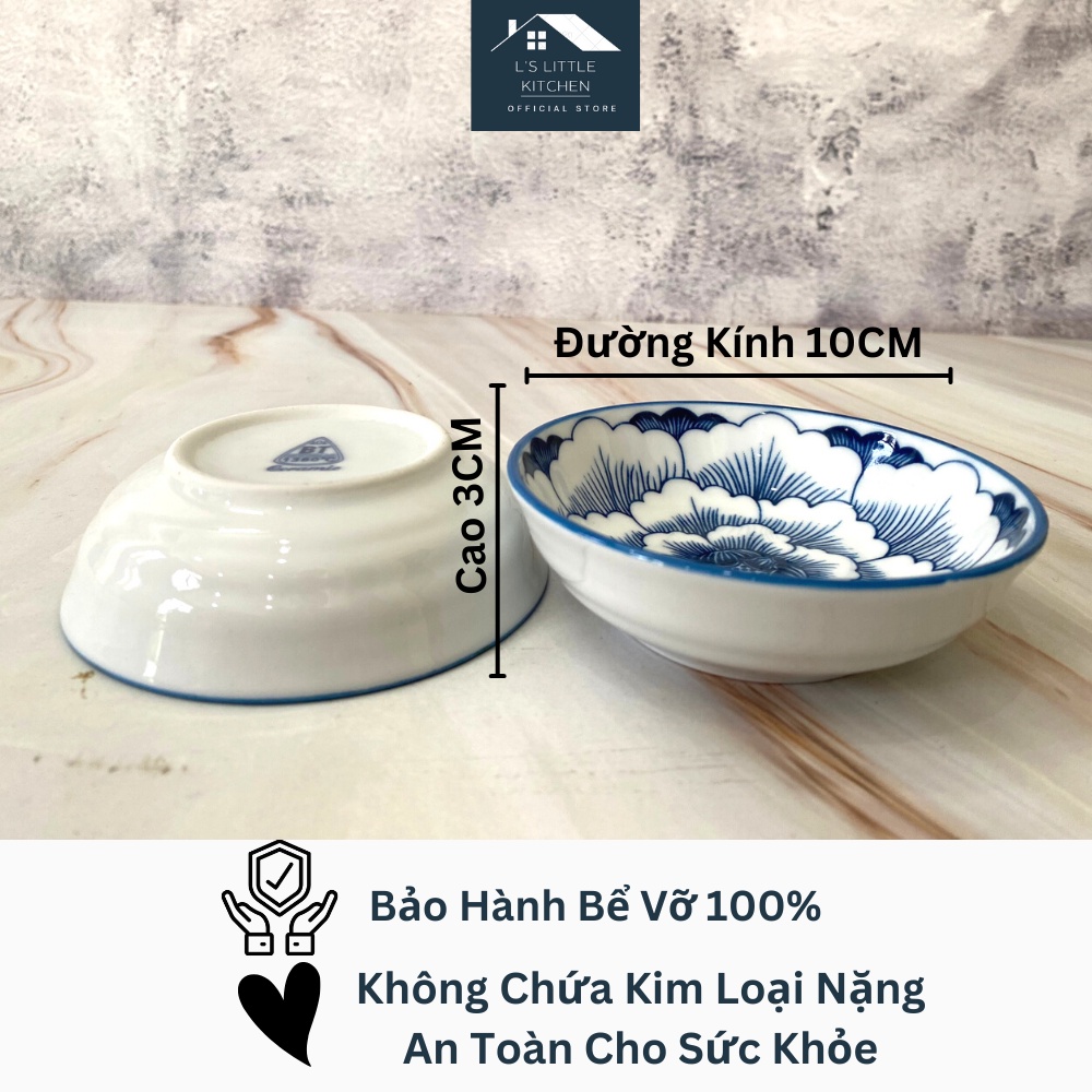 Đĩa Tiêu Bát Tràng, Chén Chấm Hoa Xanh Bát Tràng, Bát Chấm Cao Cấp, Đĩa Tương 10 CM