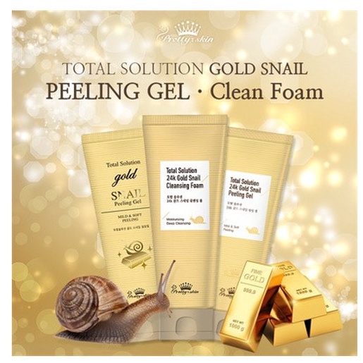 [DATE 07/22]Gel tẩy da chết chống lão hóa, mờ thâm, nám, sạm chiết xuất Ốc sên &amp; Vàng 24k Prettyskin Total Solution 150g