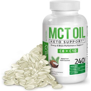 Bronson MCT Oil Keto Hỗ trợ Chế độ ăn kiêng - Năng lượng & Hiệu suất Trí não Làm từ 100% Dừa, 240 viên mềm