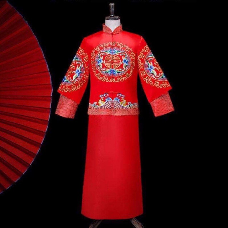 HCM sẵn Hỷ phục Áo cưới truyền thống trung hoa cổ trang nam áo khảo nam