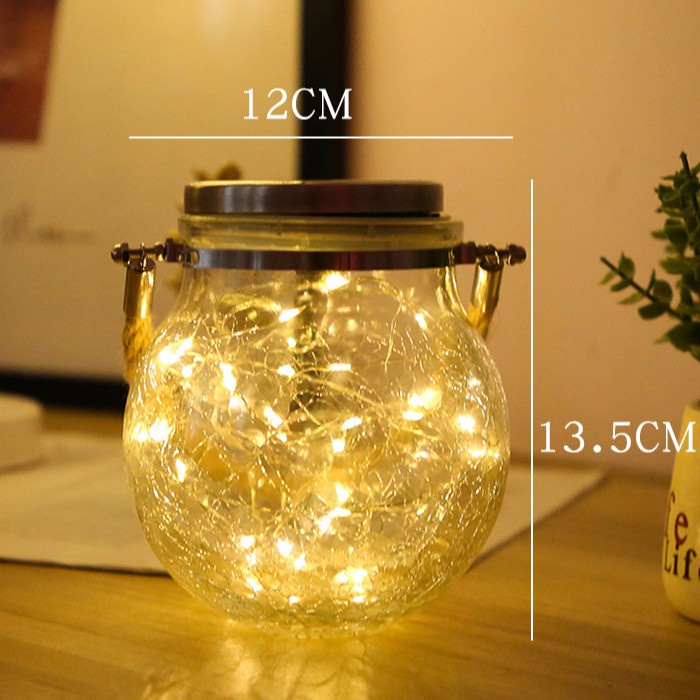 Đèn LED trang trí lọ thuỷ tinh năng lượng mặt trời, đèn LED decor quán cafe, phòng ngủ, không thấm nước, tuổi thọ cao