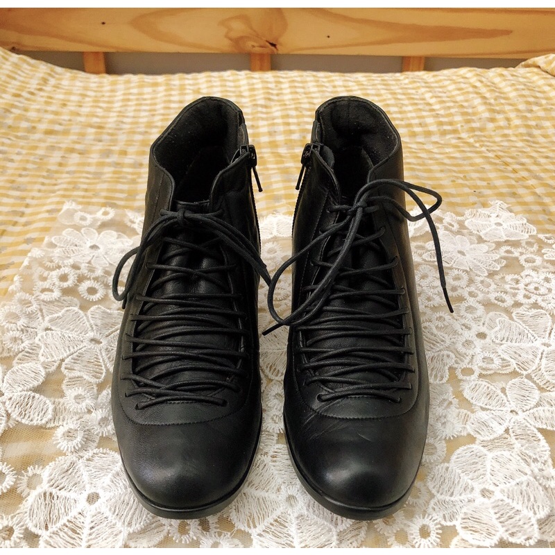 Boot Đen Cao Gót Nhật Nữ Size Cô Tấm 34,35 Da Dê