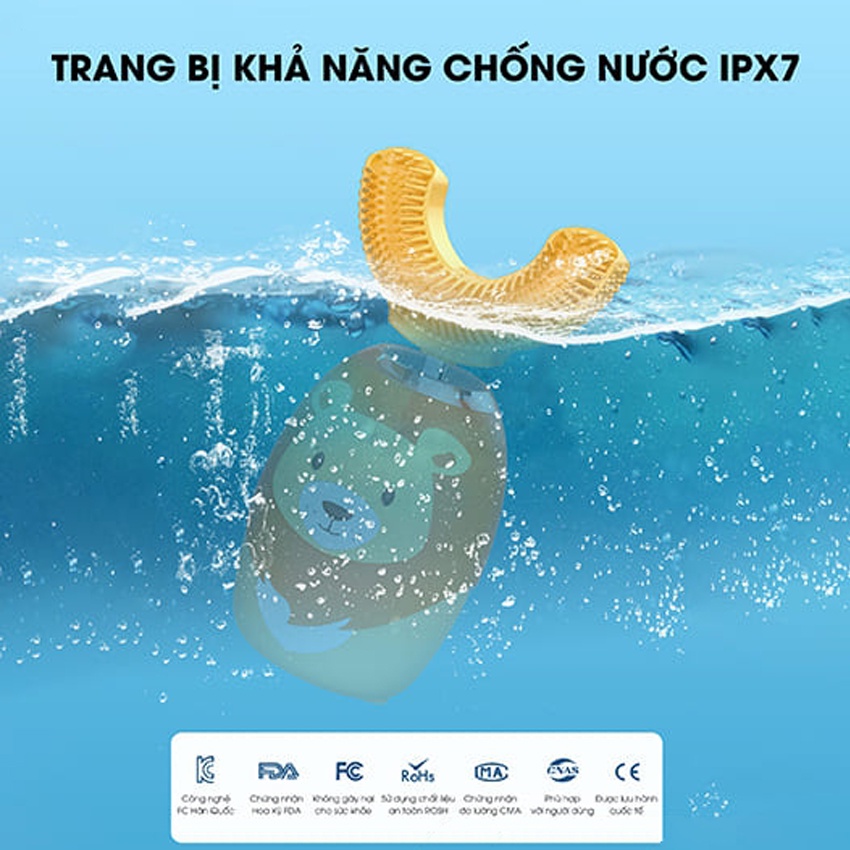 Bàn Chải Điện Chữ U Cho Bé từ 2-8 tuổi bản tiếng Việt (Hàng chính hãng bảo hành 6 tháng, 1 đổi 1 trong 30 ngày)