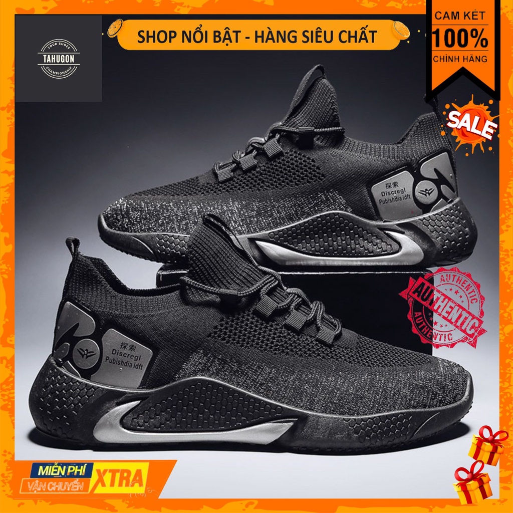 Giày thể thao nam móc xám, vàng Tahugon siêu êm - Giày sneaker nam kiểu dáng sport, tập gym cao cấp - Mã THGTT04