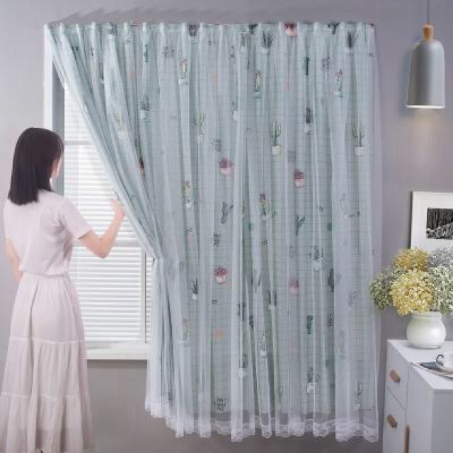 [SALE CHẠY DOANH SỐ] Rèm dán tường hai lớp siêu xinh không cần khoan đục